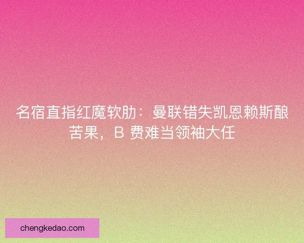 名宿直指红魔软肋：曼联错失凯恩赖斯酿苦果，B 费难当领袖大任